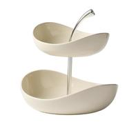 JUNYFFF Corbeille A Fruit, Panier A Fruit avec 2 Bols De Fruits, Porte Fruits avec Support en Métal, Rangement Legumes Cuisine, Presentoir Aperitif Buffet pour Décoration Cuisine,Blanc