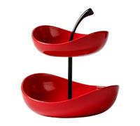 JUNYFFF Corbeille A Fruit, Panier A Fruit avec 2 Bols De Fruits, Porte Fruits avec Support en Métal, Rangement Legumes Cuisine, Presentoir Aperitif Buffet pour Décoration Cuisine,Rouge