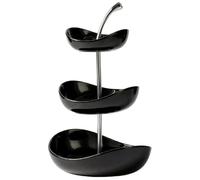 JUNYFFF Corbeille A Fruit, Panier A Fruit avec 3 Bols De Fruits, Porte Fruits avec Support en Métal, Rangement Legumes Cuisine, Presentoir Aperitif Buffet pour Décoration Cuisine,Noir