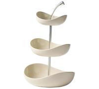 JUNYFFF Corbeille A Fruit, Panier A Fruit avec 3 Bols De Fruits, Porte Fruits avec Support en Métal, Rangement Legumes Cuisine, Presentoir Aperitif Buffet pour Décoration Cuisine,Blanc