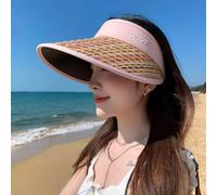 JUNYFFF Les Femmes Visière Soleil Chapeau Large Bord Chapeau Réglable Pliable Queue De Cheval Plage Chapeau Été UV Protection Extérieur Bonnet UPF 50+,Rose