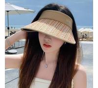 JUNYFFF Les Femmes Visière Soleil Chapeau Large Bord Chapeau Réglable Pliable Queue De Cheval Plage Chapeau Été UV Protection Extérieur Bonnet UPF 50+,Marron