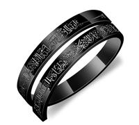 JunyiDIY Bague islamique homme en acier inoxydable noir, verset du Coran, ouverture réglable, bijou musulman pour papa, mari, grand-père, Eid, Ramadan, mariage YA4978