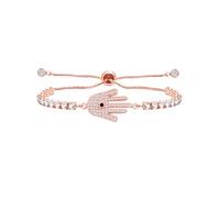 JunyiDIY Bracelet à breloques mauvais œil pour petites mains, bracelet de tennis en or rose avec cristal AAA+, bijoux porte-bonheur à la mode pour fiançailles et mariage YA5458