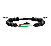 JunyiDIY Bracelet agate noire drapeau palestinien pour hommes, perles artisanales, réglable, solidarité & puissance YA6029
