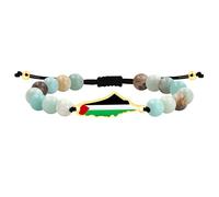 JunyiDIY Bracelet amazonite multicolore drapeau palestinien femme, pierre naturelle, réglable, unité festival YA6029
