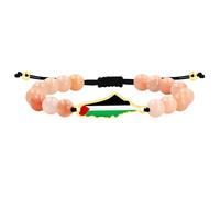 JunyiDIY Bracelet aventurine rose drapeau palestinien pour femmes, pierre rose, symbole amour & force, réglable, solidarité YA6029