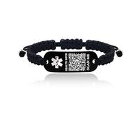 JunyiDIY Bracelet d’Alerte Médicale Bicolore, Bracelet d’Identification d’Urgence Tressé Réglable avec Gravure Personnalisée pour Seniors Hommes Femmes - Bijou Médical Confortable et Durable