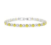 JunyiDIY Bracelet D’Amitié En Zirconia Jaune Pour Elle - 17 Cm, Fermoir Pliable, Bijou De Mode En Cz Classique Tennis, Cadeau D’Anniversaire Et De Remise Des Diplômes Pour Femmes Meilleures Amies