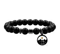 JunyiDIY Bracelet De Foi Religieuse Montagne Graines De Moutarde Pour Homme Femme - Bracelet En Pierre Agate Noire Hématite Foi Inspirante Pour Meilleur Ami Chrétien Cadeau D'anniversaire Y4107