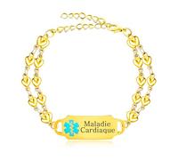 JunyiDIY Bracelet D'Identification De Maladie Cardiaque, Chaîne D'amour Multi-Couches Pour Femmes, Bijoux D'Urgence Pour Maman Et Grand-Mère Cadeau YA5200