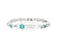 JunyiDIY Bracelet d'identification d'urgence en acier inoxydable gravé à la pénicilline Bracelet d'alerte médicale personnalisé pour les femmes pour la santé et les allergies