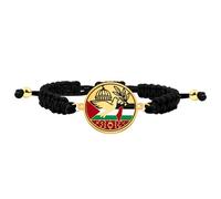 JunyiDIY Bracelet Drapeau Palestinien Doré avec Colombe de la Paix & Breloque Al-Aqsa, Cordon Noir Ajustable, Cadeau de Soutien pour Hommes Femmes Frère Meilleur Ami