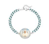 JunyiDIY bracelet émail vert hypoallergénique Pape François, symbole foi ajustable, cadeau anniversaire mari, souvenir amour et réflexion YA5960