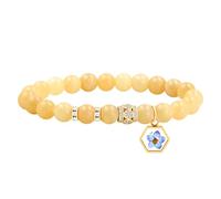 JunyiDIY Bracelet jade beige avec fleur séchée et graine de moutarde, bijou de foi pour fille, Noël YS5485