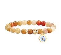 JunyiDIY Bracelet jade doré avec fleur violette et graine de moutarde, bijou religieux pour maman, communion, fête YS5485