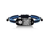 JunyiDIY Bracelet Médical avec Code QR Personnalisé, Bijou d’Identification d’Urgence en Corde Tressée pour Hommes et Femmes, Activités de Plein Air YS5833