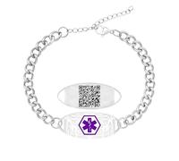 JunyiDIY Bracelet Médical Intelligent Pour Épouse Avec QR Code, Profil De Santé Numérique, Acier Inoxydable Étanche Avec Symbole Violet