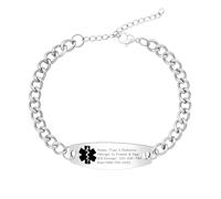 JunyiDIY Bracelet Médical Noir Pour Hommes Et Femmes, Bracelet ID D'Urgence En Acier Inoxydable Gravé Personnalisé Étanche