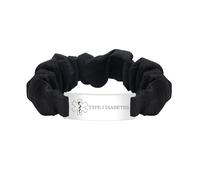 JunyiDIY Bracelet Médical pour Diabète de Type 1 Noir Élastique, Alerte Insuline ID Acier Inoxydable Confortable pour Seniors Parents YA5426