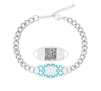 JunyiDIY Bracelet Médical QR Code Intelligent Pour Fille, Profil De Santé Numérique Scannable, Bijou Étanche Avec Symbole Cyan