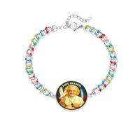 JunyiDIY bracelet Pape François acier inoxydable émail vibrant, réglable, bracelet spirituel femme, rappel paisible Noël et réflexions saisonnières YA5960