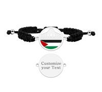 JunyiDIY Bracelet Personnalisé Inspiré de la Mosquée Al-Aqsa pour Lui & Elle, Bijou Islamique Fait Main en Cordon Noir de Foi et Identité Culturelle