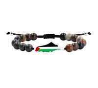 JunyiDIY Bracelet picture jaspe US drapeau palestinien pour frères, perles artisanales, réglable, héritage & unité YA6029