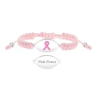 JunyiDIY Bracelet Pouvoir Ruban Rose Sensibilisation Cancer Du Sein Pour Femmes, Cordon Tressé Ajustable Représente Force Et Empowerment Pour Maman Épouse Amie YA6220