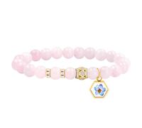 JunyiDIY Bracelet quartz rose avec fleur et graine de moutarde, cadeau chrétien pour femme et baptême YS5485