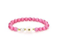 JunyiDIY Bracelet Rose Foncé - Bracelet Floral Élastique Fait Main - Cadeau Lumineux pour Anniversaire YS5620