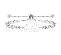 JunyiDIY Bracelet tennis Allah avec cristaux pour femmes, bijou islamique tendance en zircon, chaîne ajustable symbole de chance paix et bénédiction pour maman épouse anniversaire Saint-Valentin
