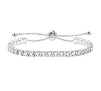 JunyiDIY Bracelet Tennis En Cubic Zirconia Blanc Pour Femme, Cadeau Hypoallergénique Réglable Bijoux Classiques Anniversaire Noël YA4043
