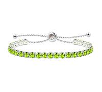 JunyiDIY Bracelet Tennis En Cubic Zirconia Jaune-Vert Plaqué Argent Pour Femme, Élégant Slider BOLO Réglable Bijoux De Noël Thanksgiving Pour Maman YA4043