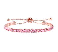 JunyiDIY Bracelet Tennis En Cubic Zirconia Rose Pour Femme, Bijoux Réglables Hypoallergéniques Cadeau Attentionné Fête Des Mères Pour Maman Épouse YA4043