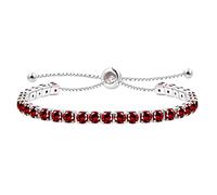 JunyiDIY Bracelet Tennis En Cubic Zirconia Rouge Plaqué Argent Pour Femme, Chaîne Réglable Slider BOLO Bijoux Mariage Anniversaire Noël YA4043