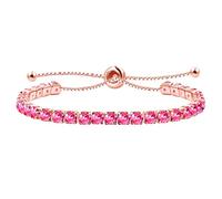 JunyiDIY Bracelet Tennis En Cubic Zirconia Rouge Rose Pour Femme, Bijoux Réglables Romantiques Saint Valentin Noël YA4043