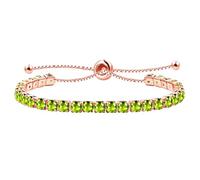 JunyiDIY Bracelet Tennis En Cubic Zirconia Vert Clair Pour Femme, Cadeau Élégant Réglable Bijoux Spéciaux De Noël Pour Maman Épouse YA4043
