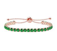 JunyiDIY Bracelet Tennis En Cubic Zirconia Vert Foncé Pour Femme, Cadeau Élégant Réglable Bijoux De Noël En Famille Pour Grand-Mère YA4043