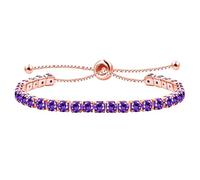 JunyiDIY Bracelet Tennis En Cubic Zirconia Violet Pour Femme, Cadeau Hypoallergénique Réglable Bijoux Pour Journée De La Fraternité Ou De L’amitié Noël YA4043