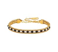 JunyiDIY Bracelet Tennis Noir Et Blanc En Zircon Cubique, 0,6cm Large Acier Inoxydable Plaqué Or Bijou Pour Sœurs Meilleures Amies, Noël Anniversaire Amitié YA6106