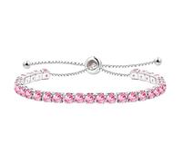 JunyiDIY Bracelet Tennis Plaqué Argent Pour Femme Avec Cubic Zirconia Rose, Chaîne Réglable Slider BOLO Cadeau De Noël Thanksgiving Pour Épouse Ou Maman YA4043