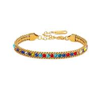 JunyiDIY Bracelet Tennis Rouge Multicolore En Zircon Cubique, 0,6cm Large Acier Inoxydable Plaqué Or Bijou D’Amitié Pour Sœurs Meilleures Amies, Noël Action De Grâce YA6106