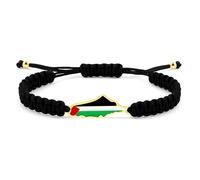 JunyiDIY Bracelet Tressé Carte De La Palestine En Or, Corde Noire Unisexe Ajustable Tendance Soutien Bijoux Culturels Faits Main Du Moyen Orient