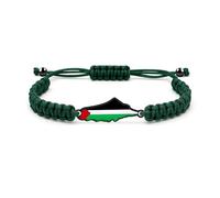 JunyiDIY Bracelet Tressé Vert Ajustable Carte Palestinienne Noire Pour Femmes, Cadeau De Foi De Fierté Artisanale Et Symbole De Paix