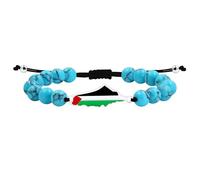 JunyiDIY Bracelet turquoise bleue synthétique drapeau palestinien unisexe, réglable, soutien Moyen-Orient, bijou liberté YA6029