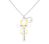 JunyiDIY Collier croix infini inspirant pour hommes et pendentif rond en graines de moutarde de montagne, gravé Dieu est en lui, il ne tombera pas Bijoux chrétiens pour communion de baptême YA5151