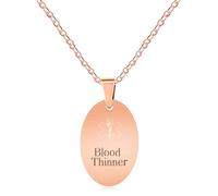 JunyiDIY Collier d'alerte médicale ovale anticoagulant pour femme - Acier inoxydable plaqué or rose, bijoux SOS d'urgence tendance, cadeau pour sa maman et son amie
