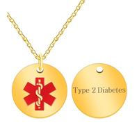 JunyiDIY Collier d'alerte médicale rond de secours d'urgence collier étanche pour hommes femmes avec symbole médical rouge première réponse colliers d'identification en acier inoxydable YA4678