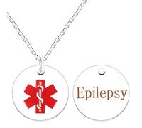JunyiDIY épilepsie collier médical réponse rapide Durable étanche ID alerte de vie bijoux médicaux pour lui son YA4678
